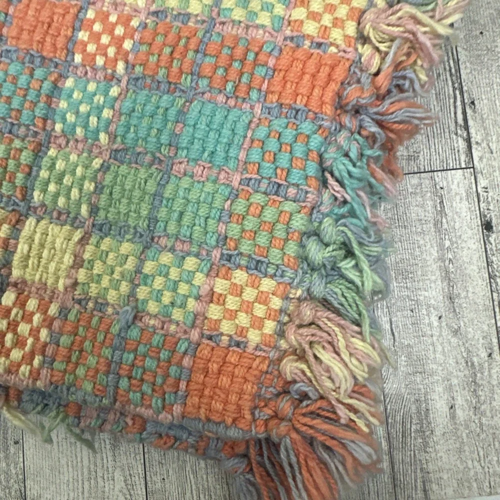 Woven Placemat Pastel Doily Shabby Pastel Checkered 18